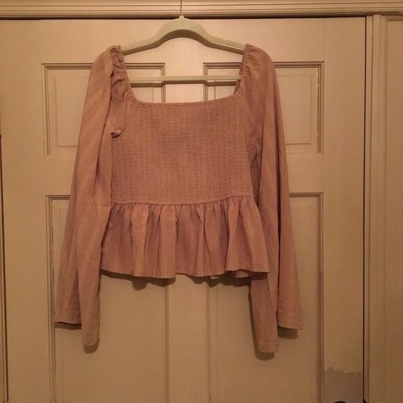 Mittoshop Women's Beige Smocked Flowy Top - Picture 2 of 6